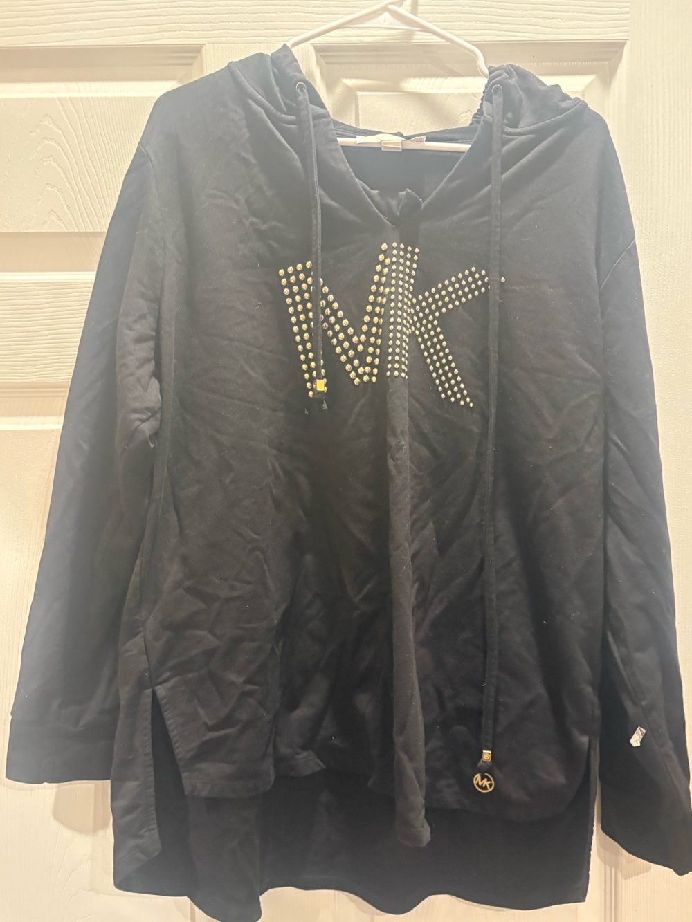 Michael Kors Black Hoodie with Gold Studded MK Logo women size 2X